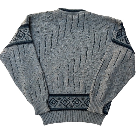 Vintage 90s - Chagall Paris - 3D Textured Grandpa Sweater - Grey - Large - Picture 5 of 7